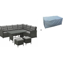 (Grey, With Cover) EVRE Monroe 8 Seater Garden Rattan Furniture set