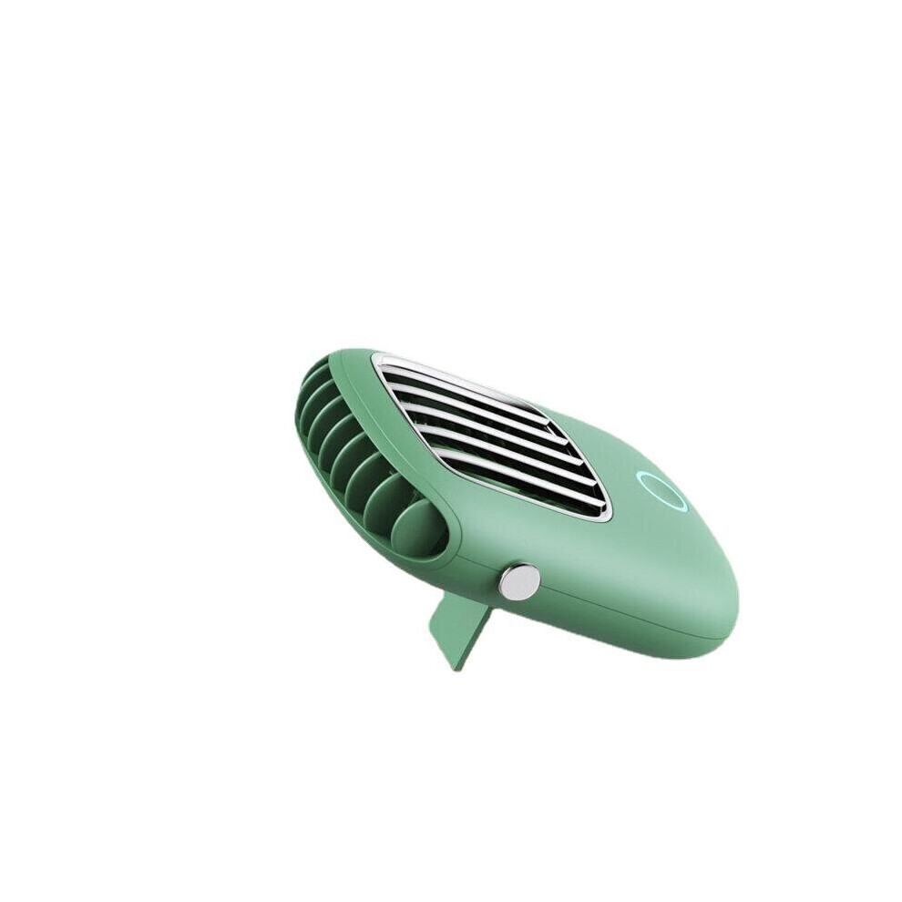 (Green) Handheld Hanging Neck Mini Fan Portable USB Charging Desktop Fan Three Gears Low Noise 1800mAh Battery Capacity