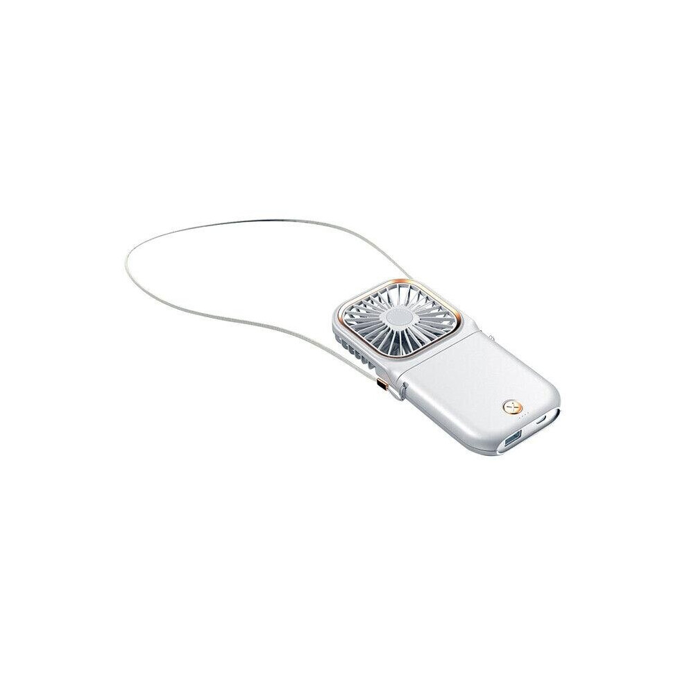 Photos - Charger GreenZech  3-in-1 Mini USB Fan Hanging Neck 3 Speed Adjustable Cooling Conditioning Fan with Phone Holder Power Bank Camping Tr (White)