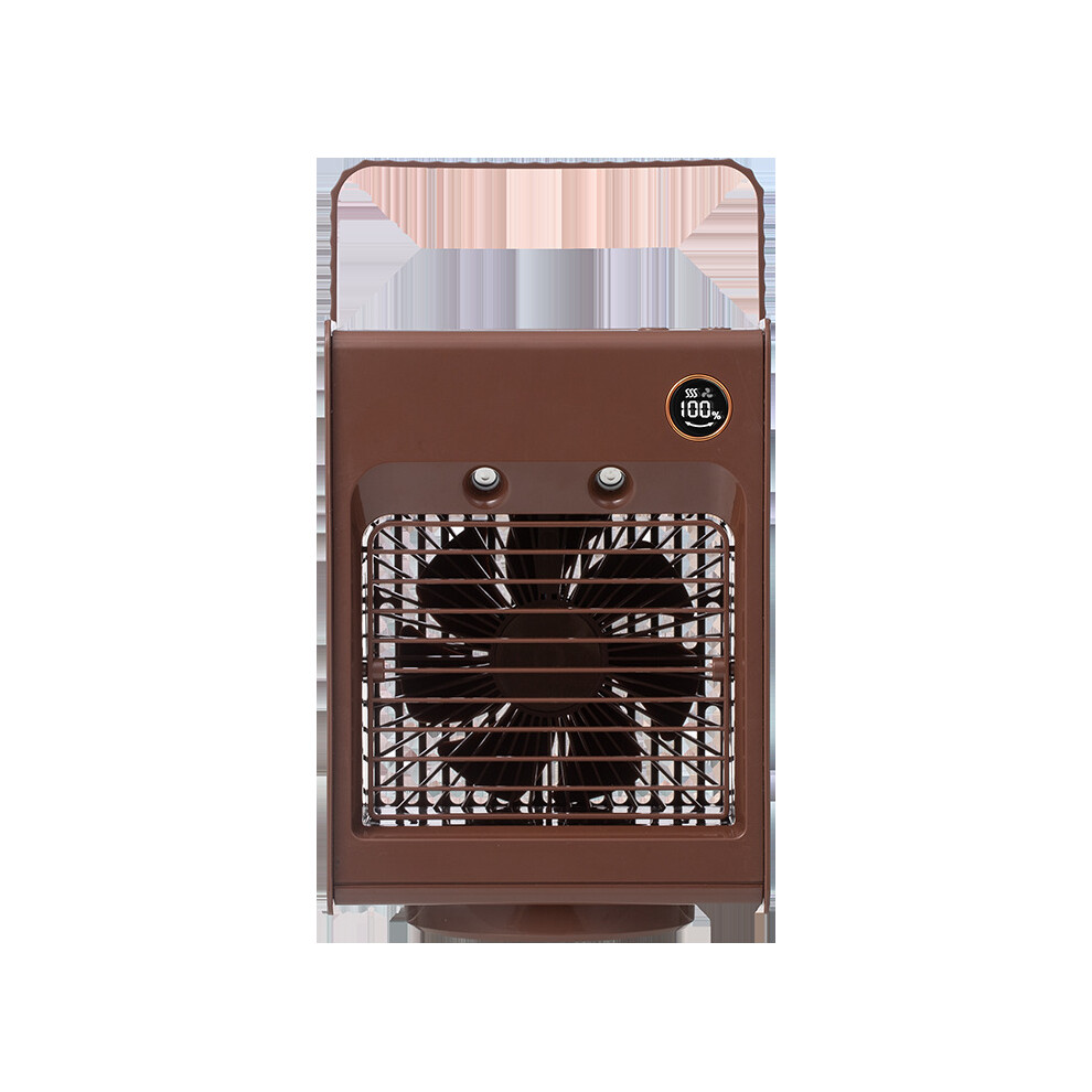 (Coffee) 2 in 1 Portable Air-Conditioning Spray Humidifier Desktop Fan Two Modes Three Gears Wind Speed 120 Wide-angle Shaking 4000mAh Battery Life