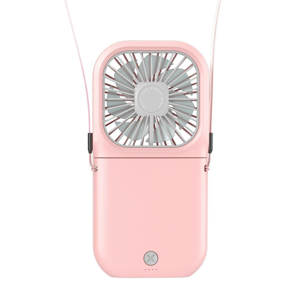 (Pink) Mini Desk Fan Automatic 90-180 Adjustment Shaking Travel Fan USB Rechargeable with 3 Speeds