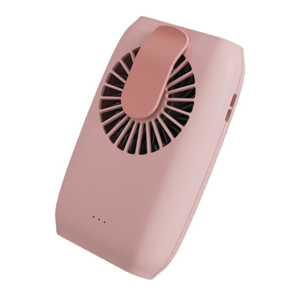 (Pink) 3 Speeds USB Rechargeable Portable Mini Fan Handheld Cooling Neck Waist Clip Silent Fan