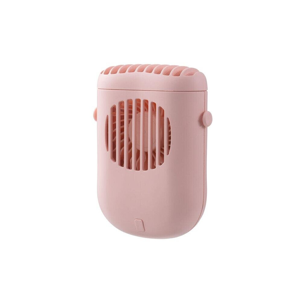 (Pink) Mini Neck Hang Fan Three Gears Wind Speed USB Air Cooler 1200mAh Battery Capacity Portable for Sport Outdoors Travel