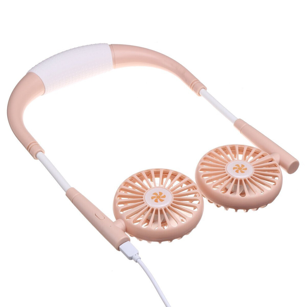 (Pink) 3 Speed 360 Rotating Sports Hanging Neck Fan USB Rechargeable Portable Table Fan-image-OPC-P8ZZM7J-NEW