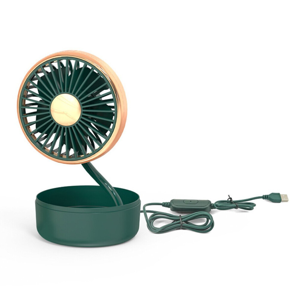 (Green, Solo) Mini Electric Cooling Fan 3 Speed 5 Blade 360 Rotatable USB Air Fan Car Fan Outdoor Travel Home Office