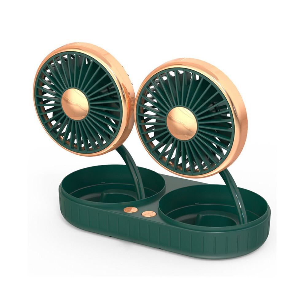 (Green, Dual) Mini Electric Cooling Fan 3 Speed 5 Blade 360 Rotatable USB Air Fan Car Fan Outdoor Travel Home Office