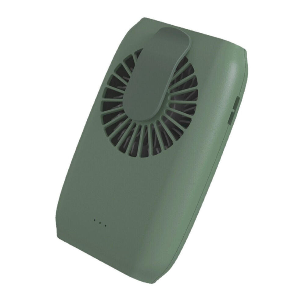 (Green) 3 Speeds USB Rechargeable Portable Mini Fan Handheld Cooling Neck Waist Clip Silent Fan