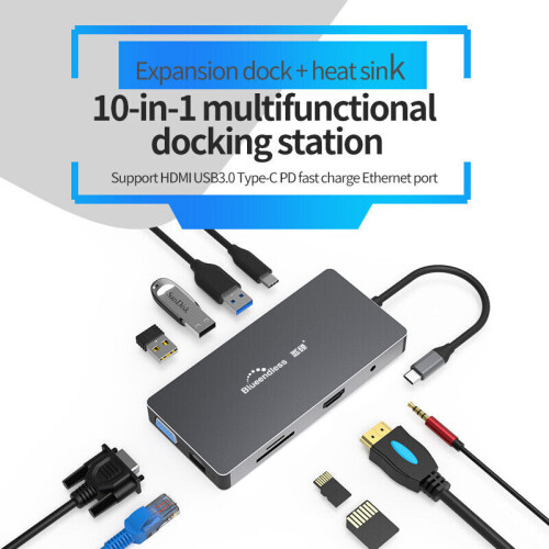 10 In 1 USB-C Hub Docking Station Adapter 2