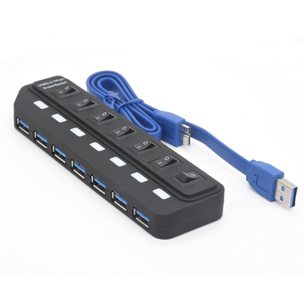 7 Port Usb 3.0 Hub 5Gbps Data Transmission 2.4A Current Output Docking Station 3654659420084