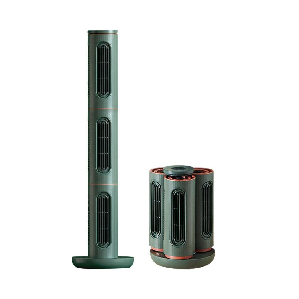 (Green) Tower Fan Standing Fan Desktop Floor 12 Speeds 4 Winds Type Dual Purpose Intelligent Frequency Conversion Disassembly Storage Low Noise