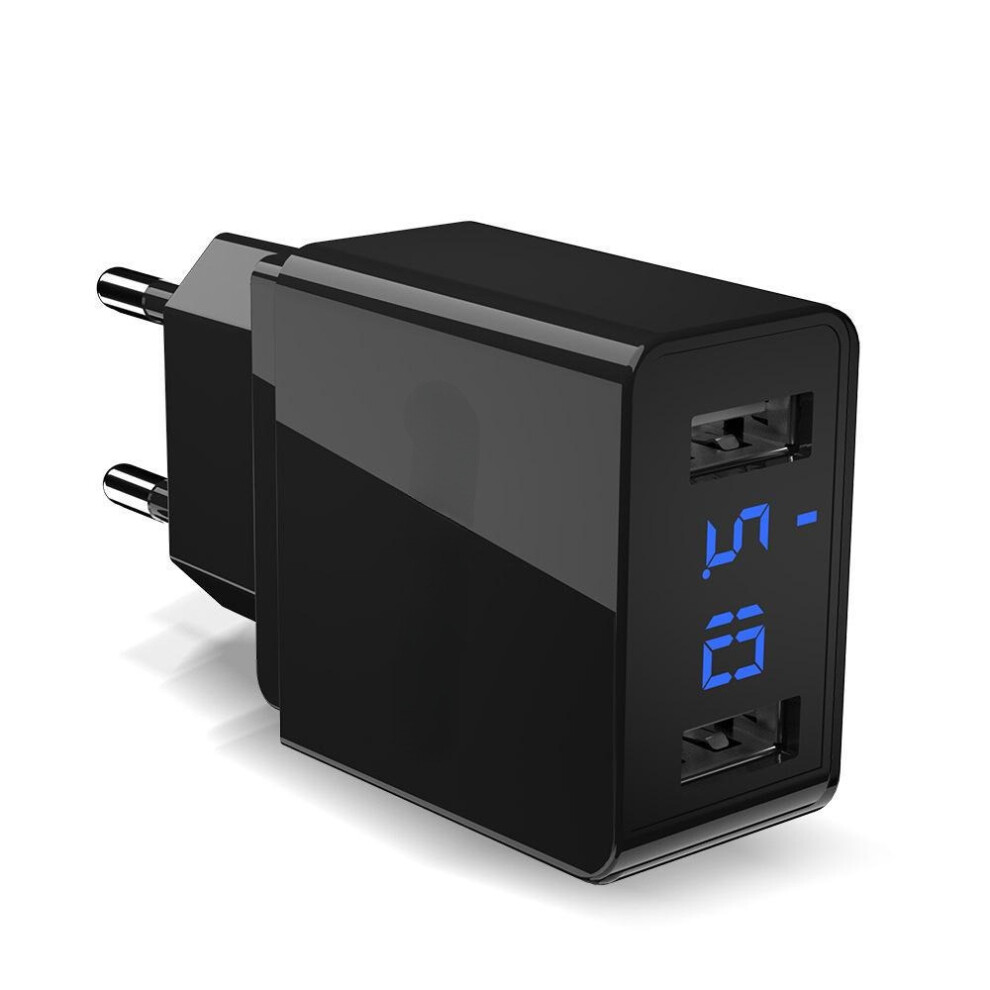 2.4A Dual Usb Ports Fast Charging Digital Display Charger Adapter For Iphone X Xs Xr Huawei Mate20 P20 Mi9 Black 3654659085023