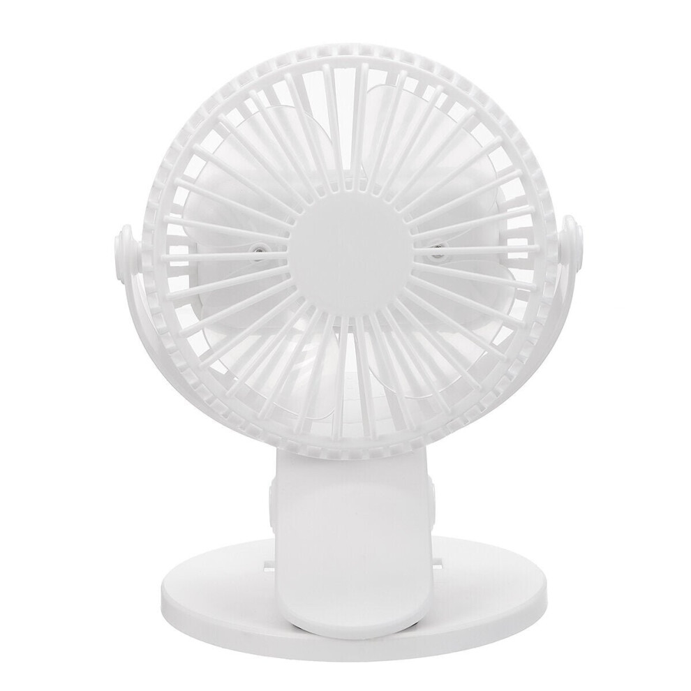 (White) Travel Mini USB Clip-on Fan 360 Desktop Rotation Portable Desk Fan Personal Quiet Electric Fan for Home Office Camping