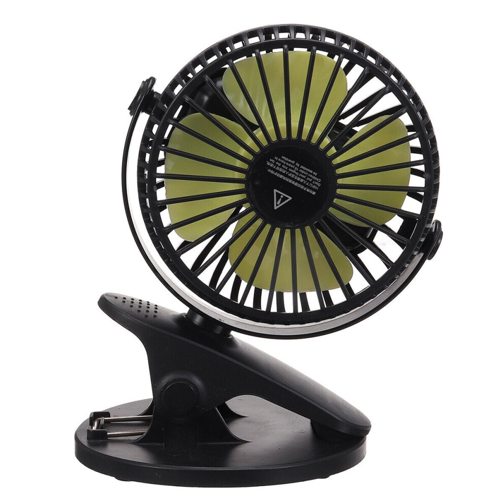 (Black) Travel Mini USB Clip-on Fan 360 Desktop Rotation Portable Desk Fan Personal Quiet Electric Fan for Home Office Camping