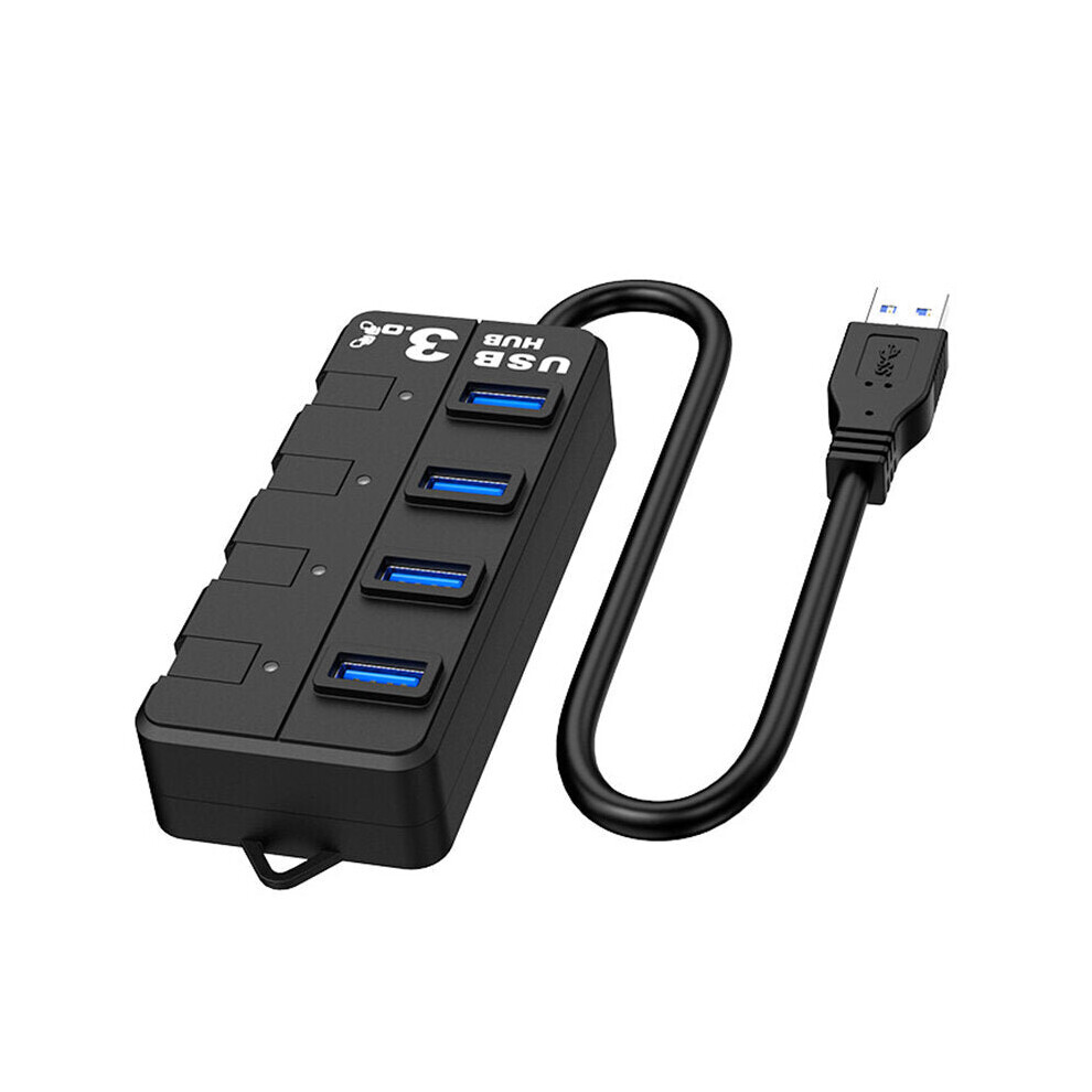 (Black) 4-In-1 USB 3.0 HUB Adapter 4*USB 3.0 High-speed Extenders 4-Port Independent Switch USB3.0 HUB For Laptop MacBook Pro