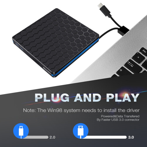 USB 3.0 Type-C DVD RW CD Writer Drive Burner Reader Adapter External Player For Laptop 2