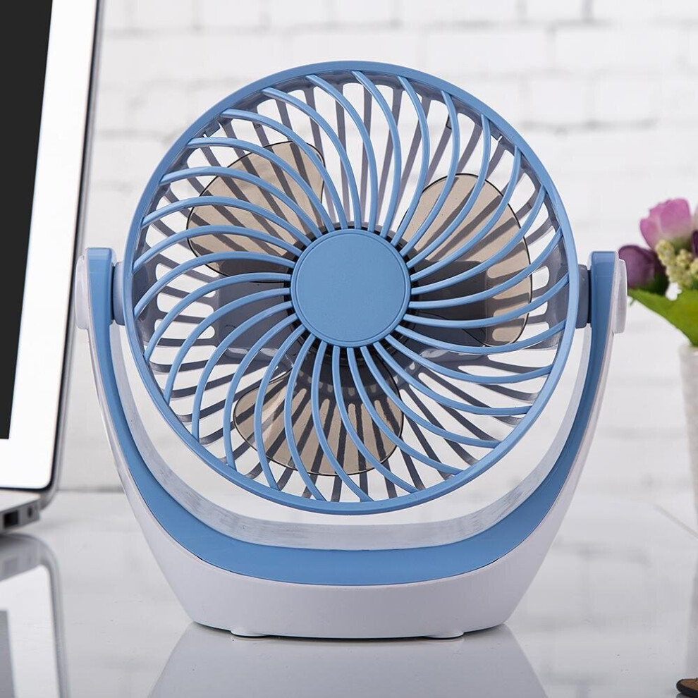 (Light Blue) Portable Desktop Mini 180 Degree Rotation 2 Grade Adjustment Fan Summer Applicance for Ho