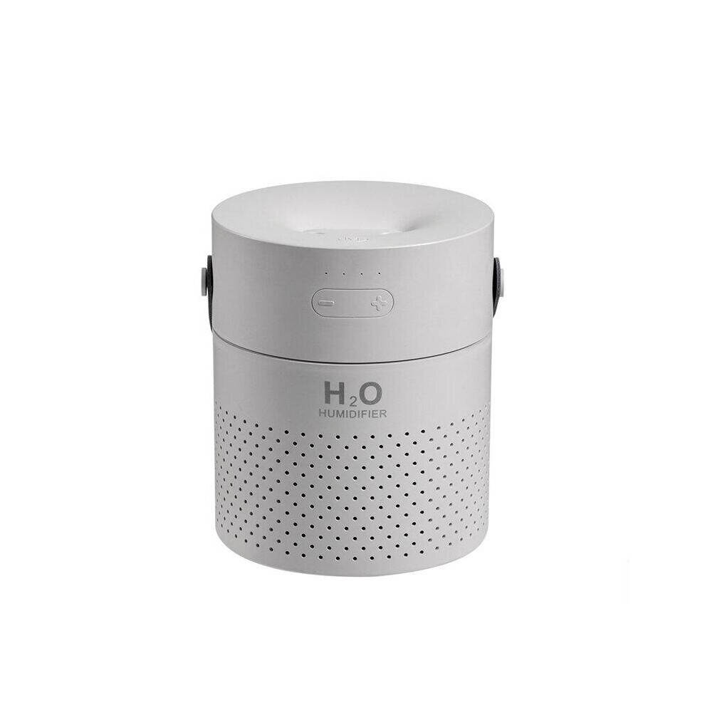 (Grey) Dual Spray Humidifier Mist Maker USB Power Bank with Colorful Lights for Phone Office Home Beadroom