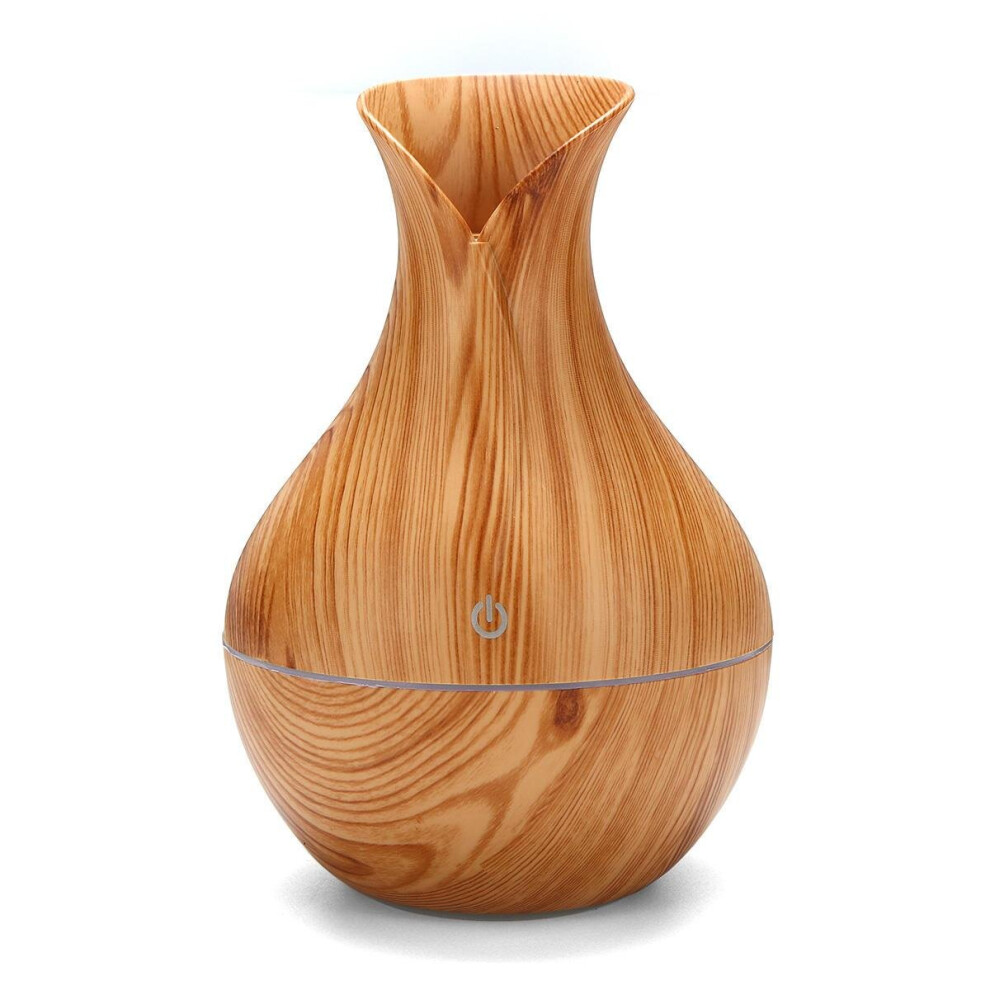 (A) USB Electric Wood Grain Ultrasonic Cool Mist Humidifier Aroma Essential Oil Diffuser LED lights