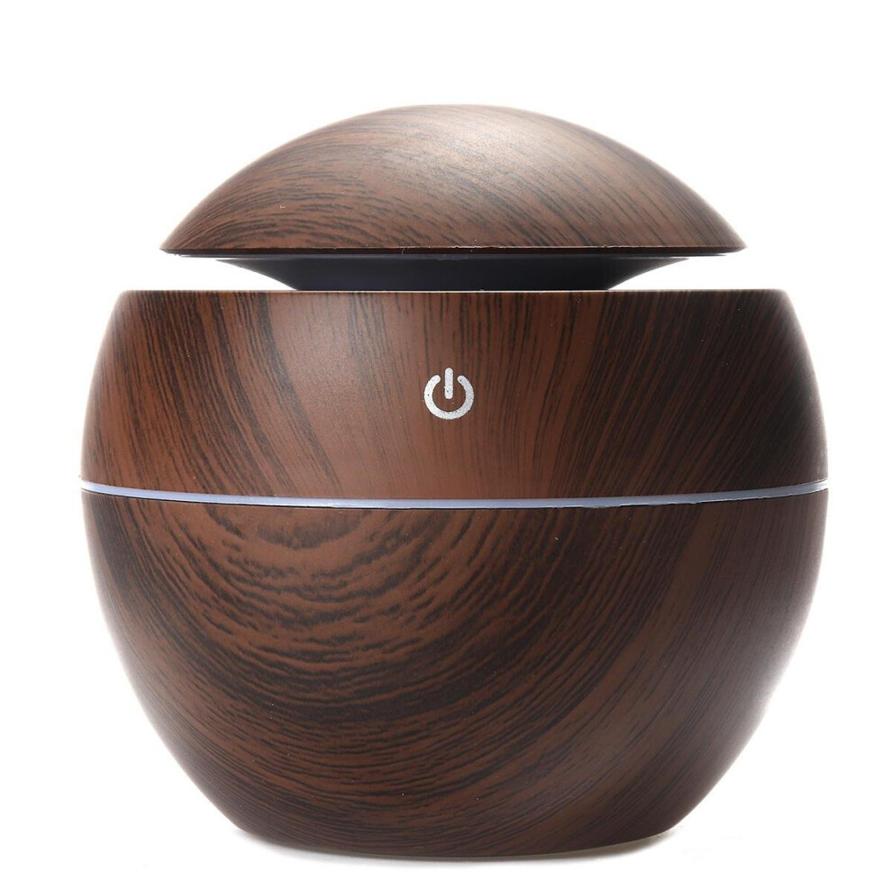 (Dark wood grain) USB LED Colorful Light Ultrasonic Air Humidifier Wood Grain Aroma Essential Oil Diffuser for Office Home