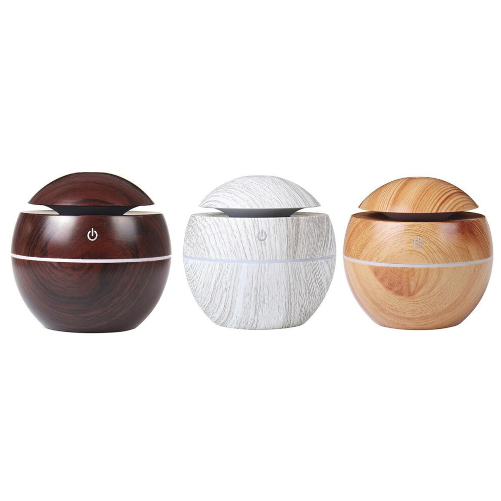 (Light wood grain) 130ML Aroma Air Humidifier Wood Grain with LED Lights Essential Oil Diffuser Aromatherapy Electric Mist Maker for Home