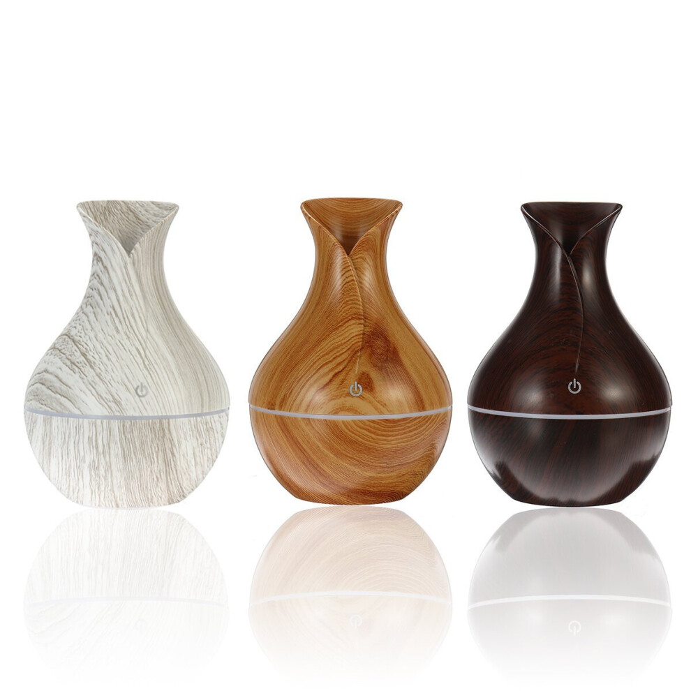 (White) 130ML Wood Grain Aroma Air Humidifier with LED Lights Essential Oil Diffuser Aromatherapy Electric Mist Maker for Home
