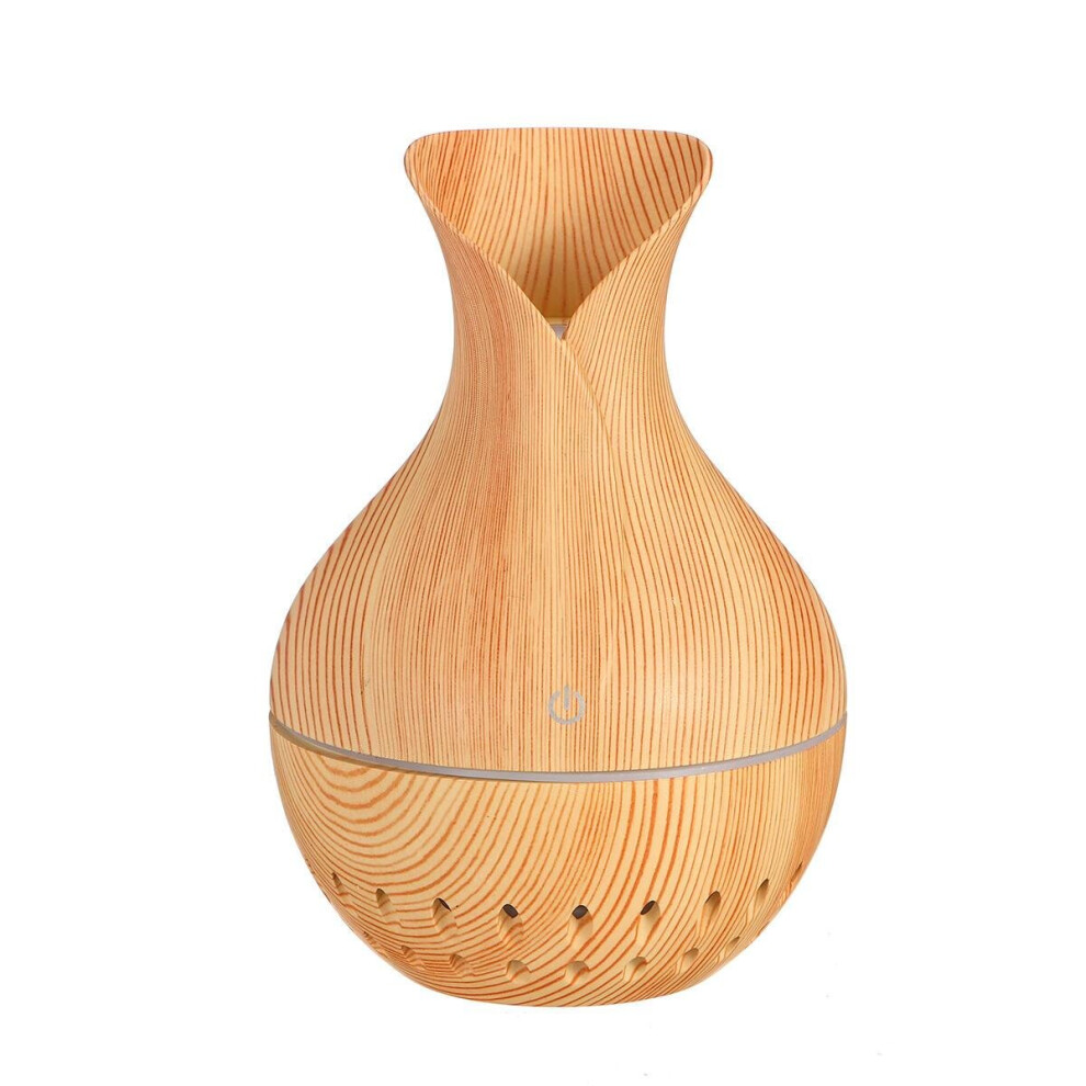 (B) 7 Colors USB Mini Wood Grain Air Purifier Humidifier Aroma Essential Oil Diffuser LED Lights