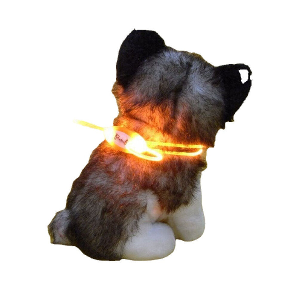 (Yellow) Colorful LED Pet Dog Collar Chain Luminous Light LED Dog Cat Night Light Collar