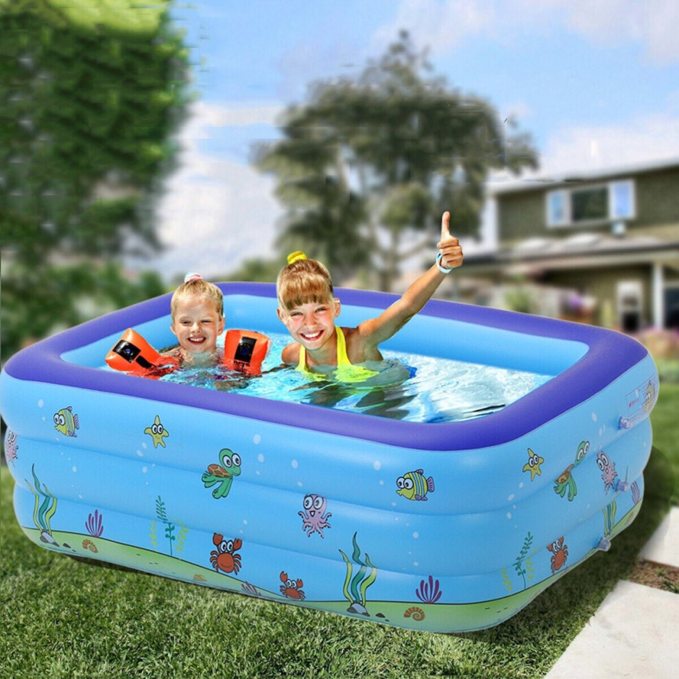 (1.3m) 1.3M/1.8M/2.1M Three-ring Rectangular Children's Inflatable Swimming Pool for Outdoor