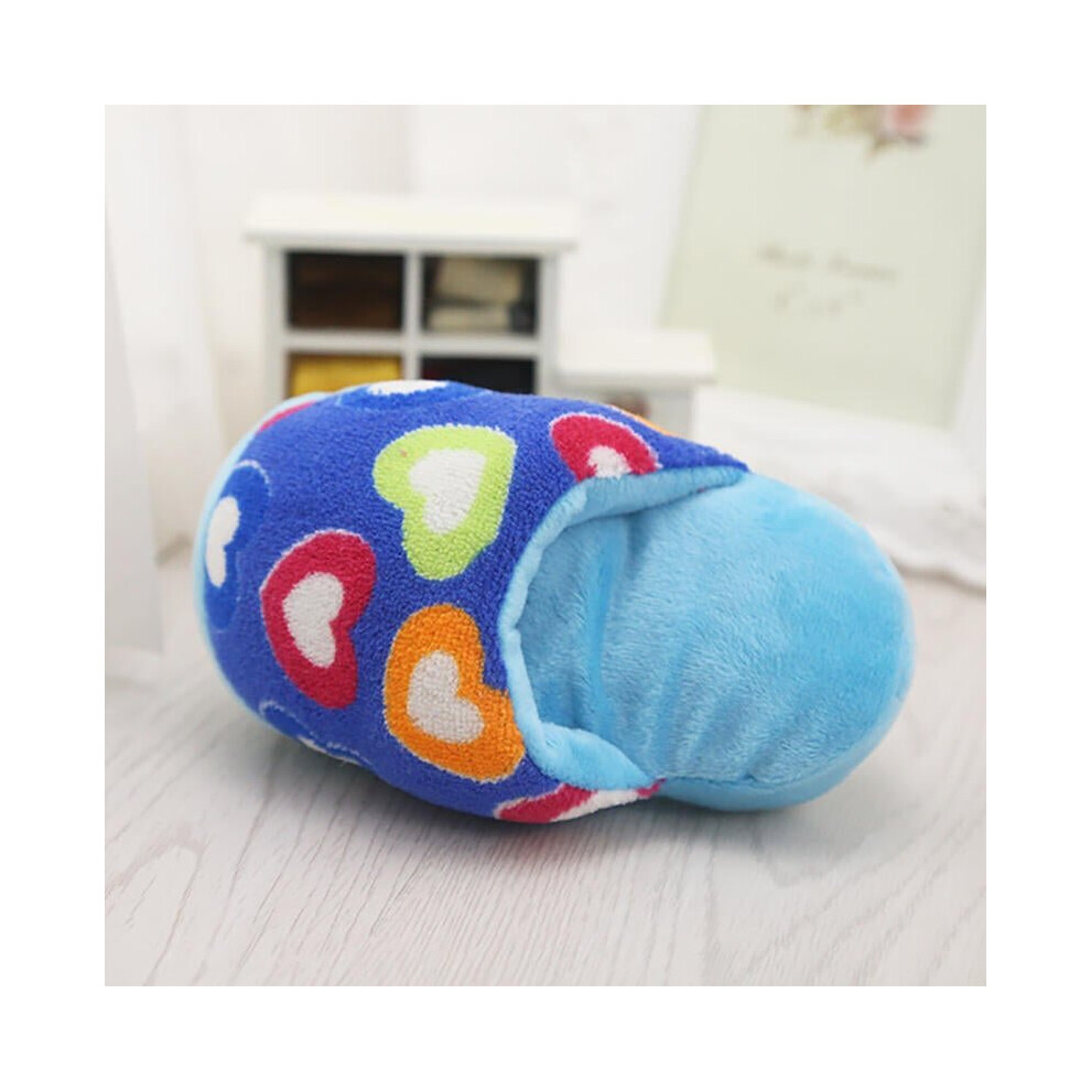 (Blue L) Cute Dog Toys Sound Soft Plush Slippers Pet Puppy Chew Squeaker Squeak Plush Sound Toy Pet Toys