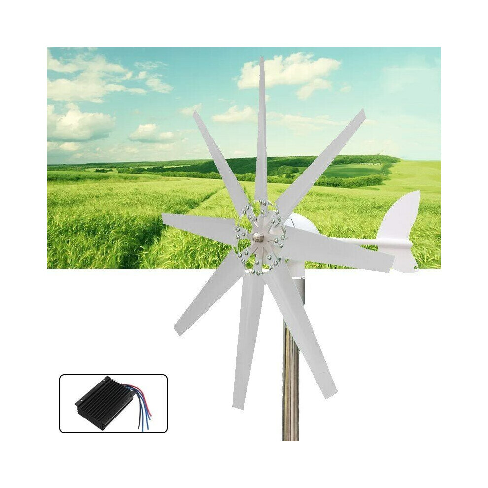 (12V) 500W 12V/24V Wind Turbine 8 Leaves With Controller White Wind Generator