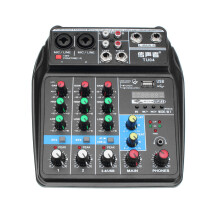(Black, US Plug) 6W Portable bluetooth Sound Card 4 Channel Mixing Console Home Mini USB Mixer with UK US Plug