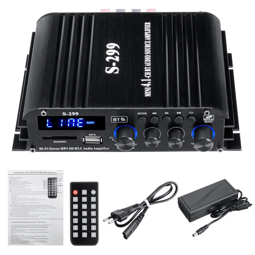 (AU Plug power supply) 4x400W bluetooth Power Amplifier 4.1 Channel Hifi Home Car Use with Remote Control-image-OPC-P8ZZNHS-NEW