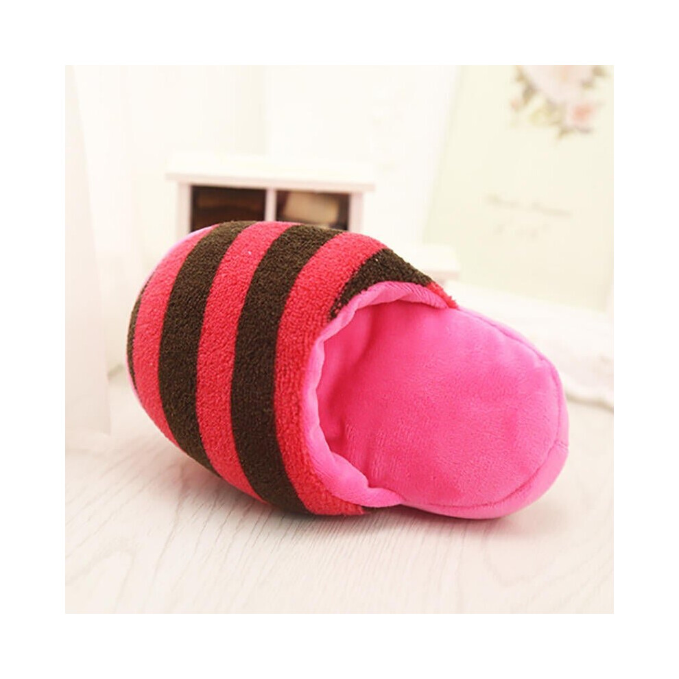 (rose&brown) Cute Dog Toys Sound Soft Plush Slippers Pet Puppy Chew Squeaker Squeak Plush Sound Toy Pet Toys