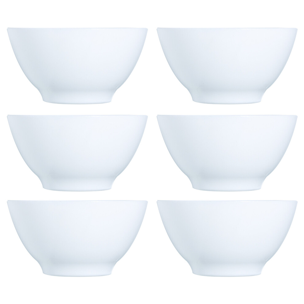 6x Luminarc 500ml Opal Glass White Cereal Bowl Microwave Safe Soup NEW