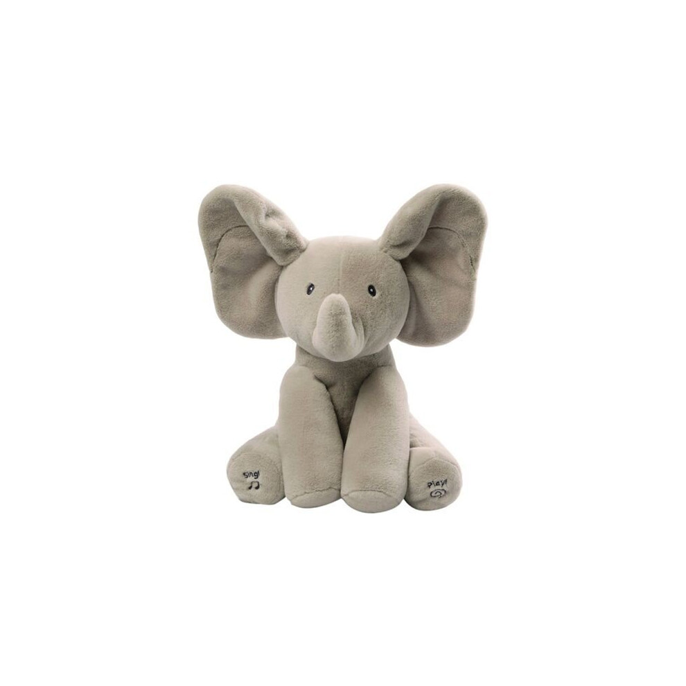 (Gray) Baby's Elephant Peek-A-Boo Pal Animated Flappy The Elephant Plush With Music Gray