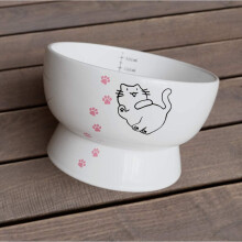 Raised Cat Water Bowl,Elevated, Porcelain Made, Pet Supplies, Backflow Prevention, Stress Free, Safety Choice for Your pet, Superior for Drinking