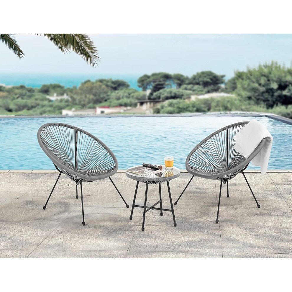 Evre (Grey) Goa Acapulco Styled Garden Set For Balcony