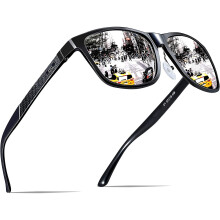 ATTCL Men's Retro Driving Polarized Sunglasses Man Al-Mg Metal Frame Ultra Light