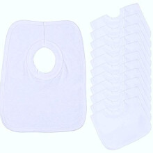 BabyPrem Baby 12 Pack Cotton Rich Terry Popover The Head Bib One Size White