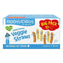 Kiddylicious Cheesy Veggie Straws Box | Delicious Finger Food Kids Snack | Suitable for 9 Months+ | 10 Packs