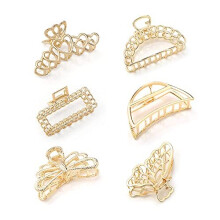 Gwotfy Metal Hair Claw Clips, 6pcs Large Hollow Non-slip Hair Clamps Metal Claws for Hair Geometric Hair Clips Hair Catch Jaw Barrette for Fixing