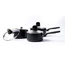 GreenPan, Memphis Ceramic Non-Stick Saucepan Set - 3 Pieces, Black