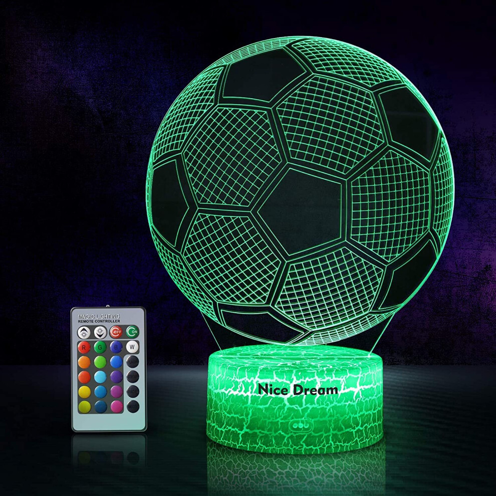 Football Gifts for Boys, Football 3D Illusion Lamp, Football 3D Night Light with 16 Colors Change Remote Control, Football Gift for Boys Girls,