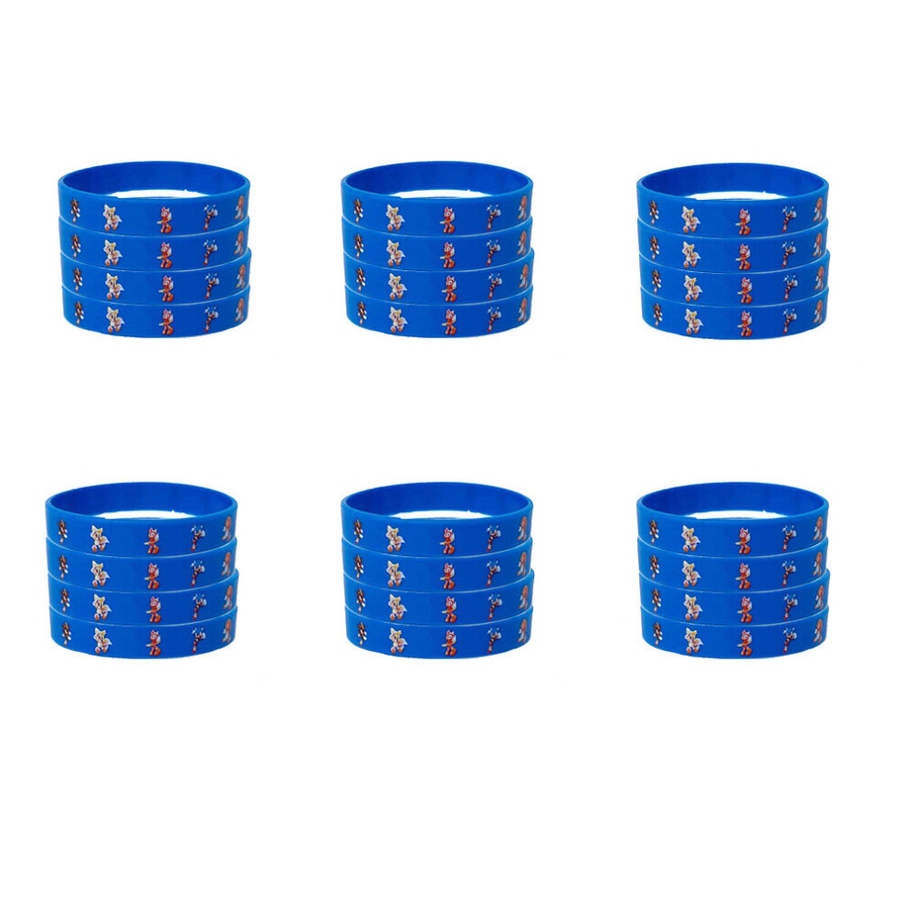 (12Pcs Bracelet) Sonic Birthday Party Cartoon Decorations Banners Cake Topper Balloon Set