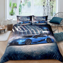 Racing Car Duvet Cover Sets Double Size, Boys Race Car Bedding Set Speed Sports Automobile Comforter Cover, Man Fashion Bedroom Decorations 3 Pcs with