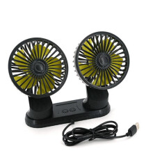 Portable Mini Car Fan Dual Head 360 Degree All-Round Adjustable Auto Air Cooling Usb Fans Quiet Small Desktop Fan