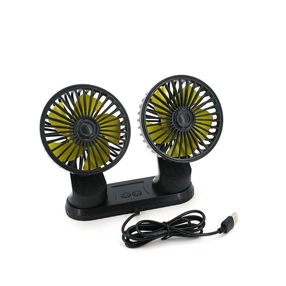 Portable Mini Car Fan Dual Head 360 Degree All-Round Adjustable Auto Air Cooling Usb Fans Quiet Small Desktop Fan