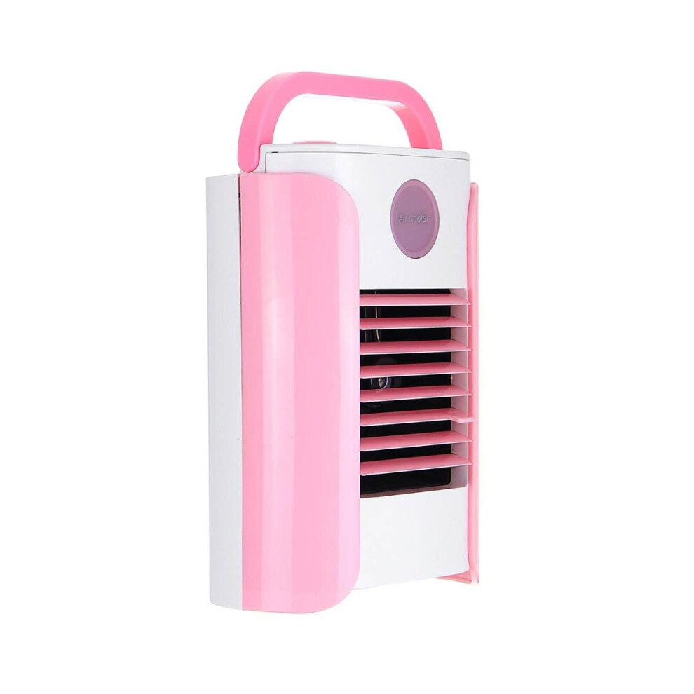 (Pink) 3 Gears Mini Air Cooling Fan USB Portable Air Conditioner Desk Table Fan Bluetooth/Broadcast