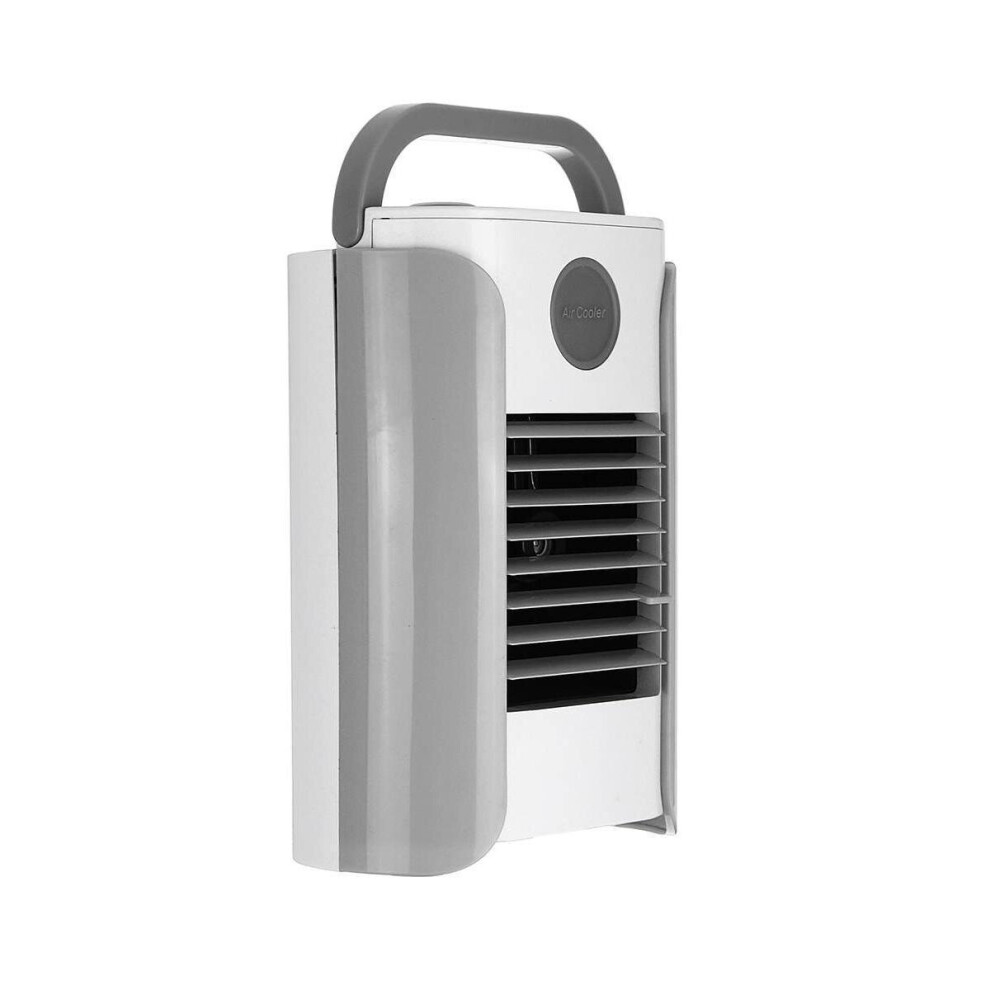 (Silver Gray) 3 Gears Mini Air Cooling Fan USB Portable Air Conditioner Desk Table Fan Bluetooth/Broadcast
