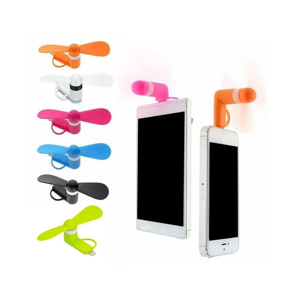 (Micro USB) USB Mini Fan Portable Travel Mobile Phone Mini Fan Cooler USB Fan for Android iphone Type-c Three-in-one